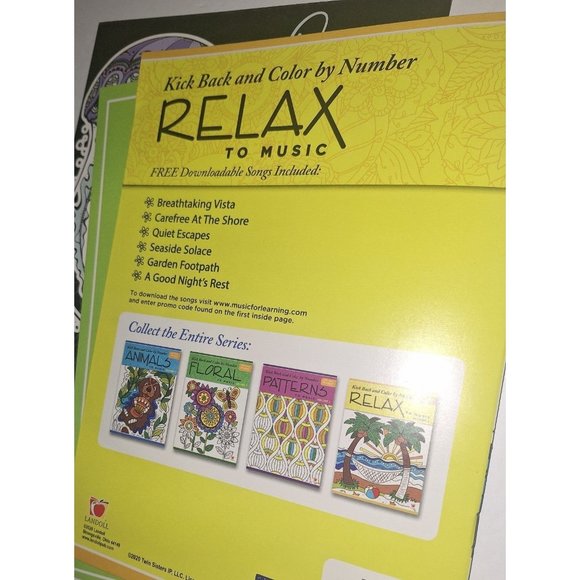 Landoll  Stress Relieving Advanced Adult Coloring Relax to Music Zbook - Picture 11 of 11